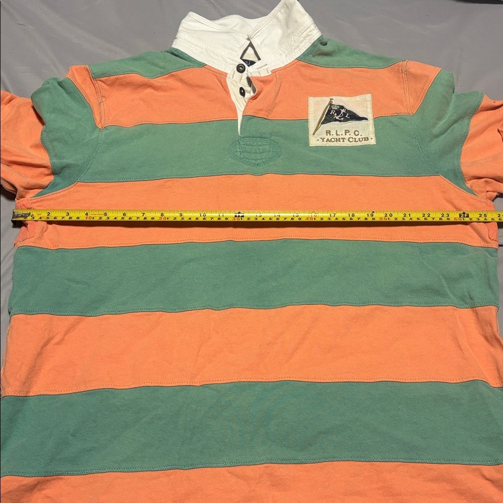 Polo by Ralph Lauren Orange and Green Rugby Shirt - Picture 9 of 12